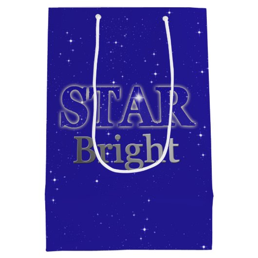 Kerstster Word Art Blue en Silver Medium Cadeauzakje (Achterkant)