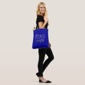 Kerstster Word Art Blue en Silver Tote Bag (Op model)