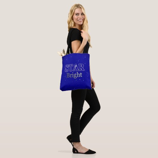 Kerstster Word Art Blue en Silver Tote Bag (Op model)