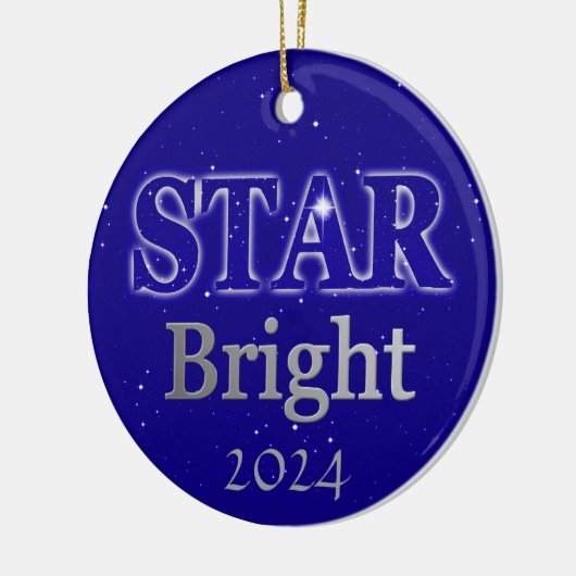 Kerstster Word Art Deep Blue en Silver Keramisch Ornament (Links)