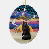 Kerstster - zwarte Perzische kat Keramisch Ornament (Rechts)