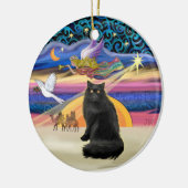 Kerstster - zwarte Perzische kat Keramisch Ornament (Links)