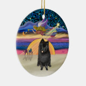Kerstster - Zwarte Pomeranian Keramisch Ornament (Rechts)