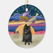 Kerstster - Zwarte Pomeranian Keramisch Ornament (Links)