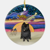 Kerstster - Zwarte Pomeranian Keramisch Ornament (Achterkant)