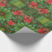 kerststerbloemen Pattern Red Green Floral Cadeaupapier (Hoek)