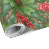 kerststerbloemen Pattern Red Green Floral Cadeaupapier (Rol Hoek)