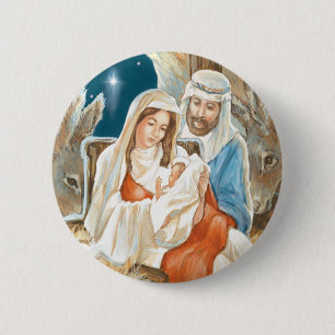 kerststernativiteit schilderen ronde button 5,7 cm