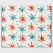 Kerststerornamenten Modern Kerstfeest Cadeaupapier (Vlak)