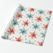 Kerststerornamenten Modern Kerstfeest Cadeaupapier (Uitgerold)