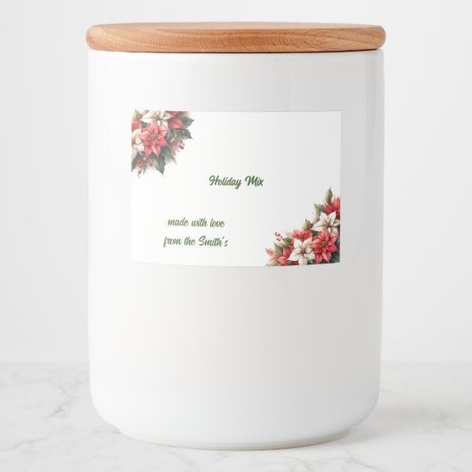 Kerststerplanten Holiday Mix Voedselcontainer Etiket (Voorkant)
