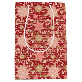 Kerststerren besprenkeld tussen Pink Blossom Medium Cadeauzakje