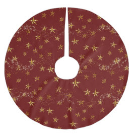 Kerststerren Elegant rood in gouden sneeuwvlokken Kerstboom Rok