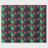 Kerststerren en boomkoekjes cadeaupapier (Vlak)