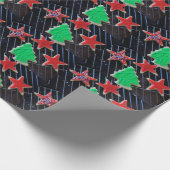 Kerststerren en boomkoekjes cadeaupapier (Hoek)