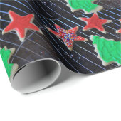 Kerststerren en boomkoekjes cadeaupapier (Rol Hoek)