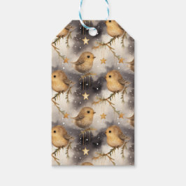 Kerststerren en Robins Gift Label Cadeaulabel