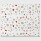 Kerststerren en Snowflakes Patroon Cadeaupapier (Vlak)