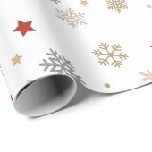Kerststerren en Snowflakes Patroon Cadeaupapier (Rol Hoek)