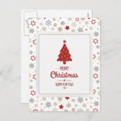 Kerststerren en Snowflakes Patroon Feestdagenkaart (Voorkant / Achterkant)