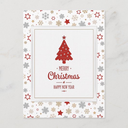 Kerststerren en Snowflakes Patroon Feestdagenkaart (Voorkant)