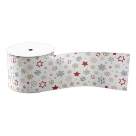 Kerststerren en Snowflakes Patroon Grosgrain Lint
