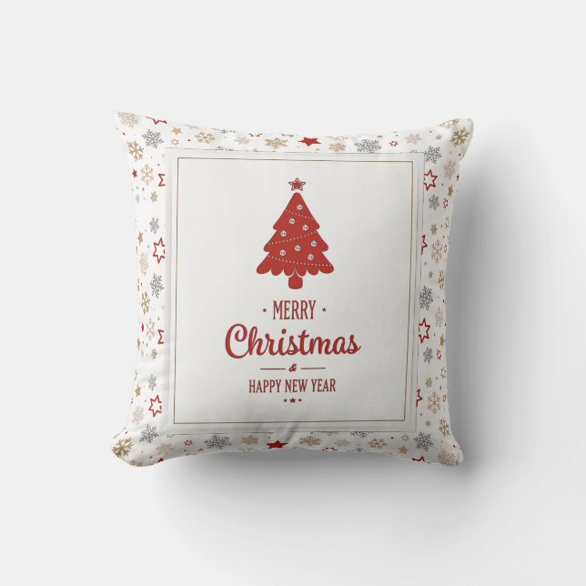 Kerststerren en Snowflakes Patroon Kussen (Voorkant)