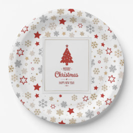 Kerststerren en Snowflakes Patroon Papieren Bordje