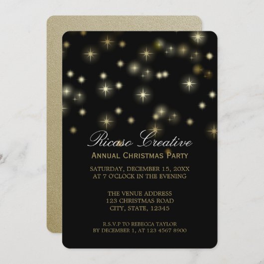 Kerststerren Festive Corporate Party Kaart (Voorkant / Achterkant)