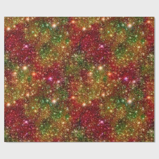 Kerststerren Galaxy Cosmic Outer Space Glitter Cadeaupapier (Vlak)
