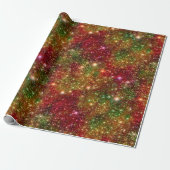 Kerststerren Galaxy Cosmic Outer Space Glitter Cadeaupapier (Uitgerold)