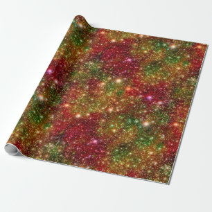 Kerststerren Galaxy Cosmic Outer Space Glitter Cadeaupapier