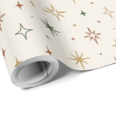 Kerststerren & Glitters Patroon Cadeaupapier (Rol Hoek)