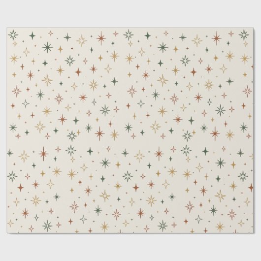 Kerststerren & Glitters Patroon Cadeaupapier (Vlak)