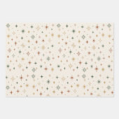 Kerststerren & Glitters Patroon			 Inpakpapier Vel (Voorkant 3)