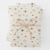 Kerststerren & Glitters Patroon			 Inpakpapier Vel (In situ)