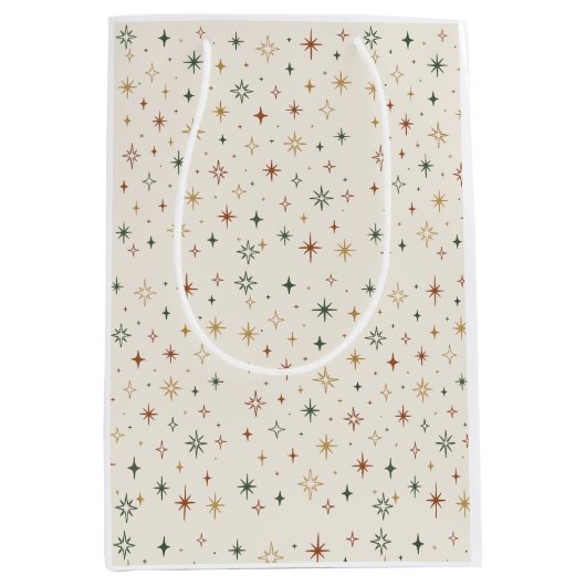 Kerststerren & Glitters Patroon Medium Cadeauzakje (Voorkant)