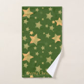 Kerststerren Gold Green Elegant  Stijlvol Bad Handdoek (Handdoek)