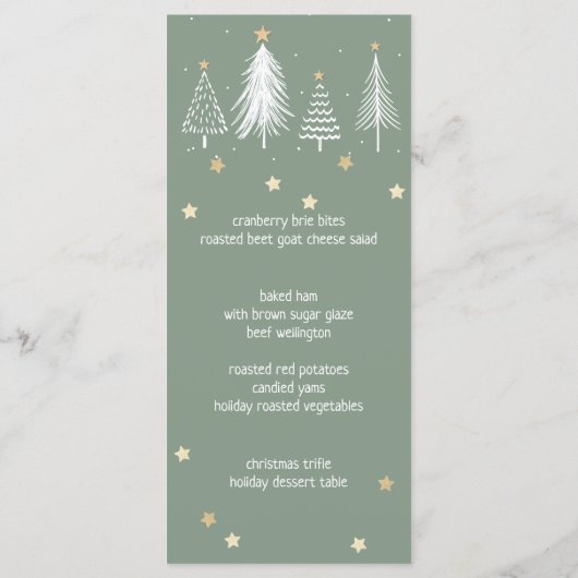 Kerststerren, goud, wit, groen menu (Achterkant)