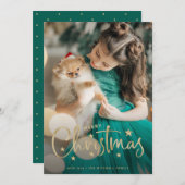 Kerststerren | Gouden handgeschreven scriptfoto Feestdagenkaart (Voorkant / Achterkant)