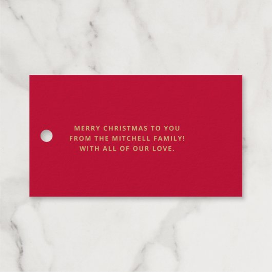 Kerststerren | Handgeschreven Script Holiday Gold Cadeaulabels (Achterkant (horizontaal))