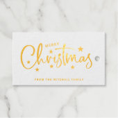 Kerststerren | Handgeschreven Script Holiday Gold Cadeaulabels (Voorkant (horizontaal))