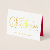 Kerststerren | Handgeschreven script Photo Gold Folie Kaarten (Voorkant)