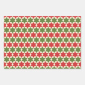Kerststerren in Retro Red, Olive Green en Cream Inpakpapier Vel (Voorkant)