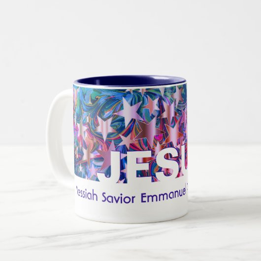 Kerststerren | JESUS | ABSTRACT  Tweekleurige Koffiemok (Voorkant links)