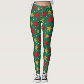 Kerststerren met rode en gouden Leggings (Voorkant)