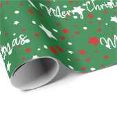 Kerststerren op groen cadeaupapier (Rol Hoek)