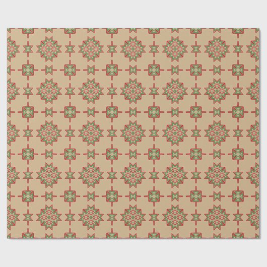 kerststerren op kraft-cadeaubon cadeaupapier (Vlak)