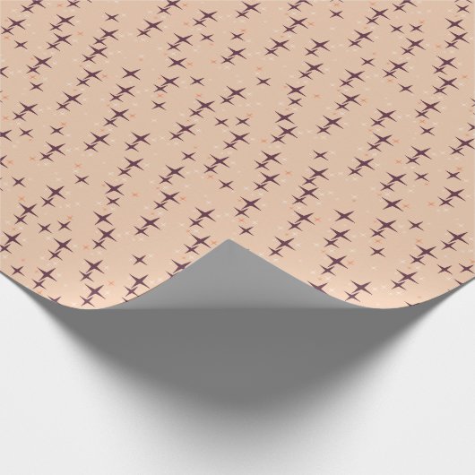 Kerststerren op lichtbruin cadeaupapier (Hoek)