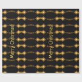 Kerststerren Pattern Black en Gold Star Lights Cadeaupapier (Vlak)